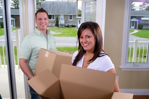 Removal van and moving boxes for a Hornchurch home move