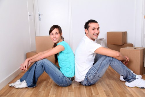 Packed boxes and household items ready for removals in Hornchurch