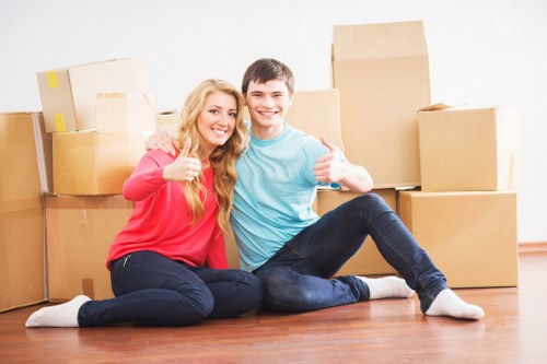 Hornchurch removals preparation with labelled boxes and furniture