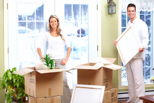 Packed household boxes ready for a Hornchurch house removal